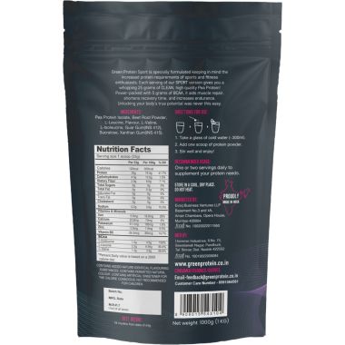 Green Protein: Sports Wild Strawberry Flavoured Pea Protein Pouch - 1kg