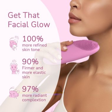 Caresmith: Battery Powered Sonic Massager Brush For Facial Cleansing - Pink Taffy