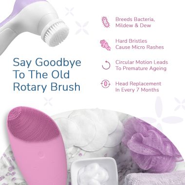 Caresmith: Battery Powered Sonic Massager Brush For Facial Cleansing - Pink Taffy