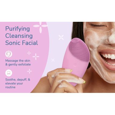 Caresmith: Battery Powered Sonic Massager Brush For Facial Cleansing - Pink Taffy