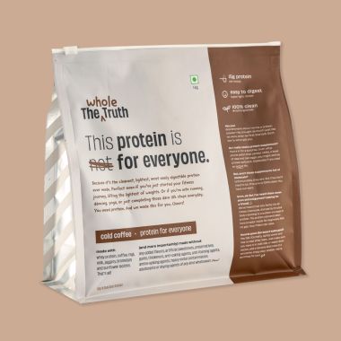 The Whole Truth:  Protein for Everyone  Beginners Protein Powder  Cold Coffee 1 kg  15g Protein/Scoop  Clean, Light & Easy to Digest  No Artifical Flavours & No Artificial Sweetener