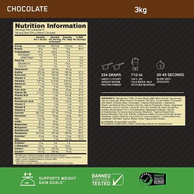 Optimum Nutrition: Serious Mass Weight Gainer Powder - 3kg - Chocolate