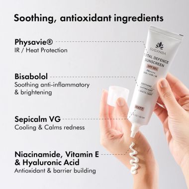 Suganda: Total Defence Sunscreen SPF 50 PA++++ for UVA, UVB & IR Protection & No White Cast - 50g