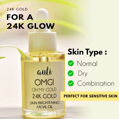 AULI: OMG Pure Rosehip and 24K Gold Flakes induced Facial Oil - 30ml