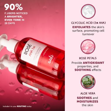 AULI: Rose AHA 5% and Rose Water Deep Exfoliating Toner - 210ml