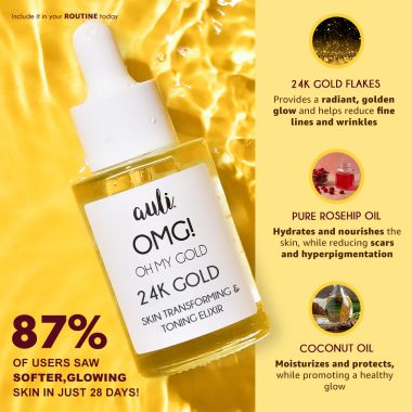 AULI: OMG Pure Rosehip and 24K Gold Flakes induced Facial Oil - 30ml