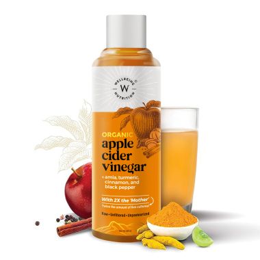Wellbeing Nutrition: Organic Apple Cider Vinegar (2X Mother) with Amla, Turmeric, Cinnamon & Black Pepper - 500ml