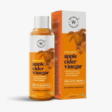 Wellbeing Nutrition: Organic Apple Cider Vinegar (2X Mother) with Amla, Turmeric, Cinnamon & Black Pepper - 500ml