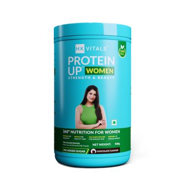 HK Vitals: HealthKart HK Vitals ProteinUp Women, Vegetarian Protein with Soy, Whey, Collagen Builder Blend, Biotin, Garcinia & Green Tea, for Strength & Beauty, No Added Sugar (Chocolate, 500 g)