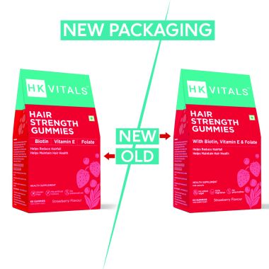 HK Vitals: Hair Strength Biotin Gummies I Strawberry, 60 Biotin Gummies