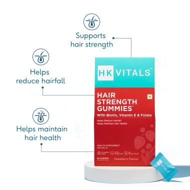 HK Vitals: Hair Strength Biotin Gummies I Strawberry, 60 Biotin Gummies