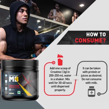 HK Vitals: MuscleBlaze Creatine Monohydrate 250gm, Labdoor USA Certified (Unflavoured, 83 Servings)