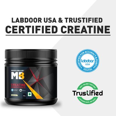 HK Vitals: MuscleBlaze Creatine Monohydrate 250gm, Labdoor USA Certified (Unflavoured, 83 Servings)