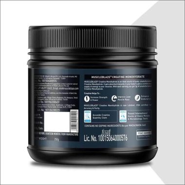 HK Vitals: MuscleBlaze Creatine Monohydrate 250gm, Labdoor USA Certified (Unflavoured, 83 Servings)