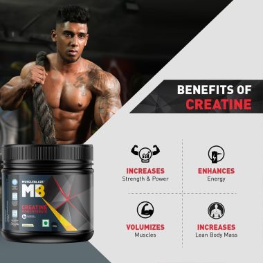 HK Vitals: MuscleBlaze Creatine Monohydrate 250gm, Labdoor USA Certified (Unflavoured, 83 Servings)