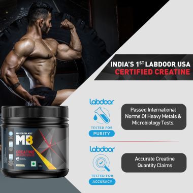 HK Vitals: MuscleBlaze Creatine Monohydrate 250gm, Labdoor USA Certified (Unflavoured, 83 Servings)