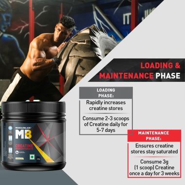 HK Vitals: MuscleBlaze Creatine Monohydrate 250gm, Labdoor USA Certified (Unflavoured, 83 Servings)