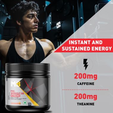 HK Vitals: Pre Workout 200 Xtreme, 200mg Caffeine, 200mg Theanine, 2000mg Beta Alanine, 3000mg Citrulline (Fruit Punch, 200 g, 30 Servings)