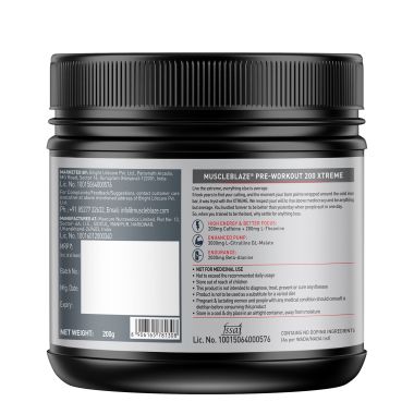 HK Vitals: Pre Workout 200 Xtreme, 200mg Caffeine, 200mg Theanine, 2000mg Beta Alanine, 3000mg Citrulline (Fruit Punch, 200 g, 30 Servings)