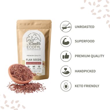 Ecotyl: Flax Seeds - Set of 2 | Unroasted | For Heart and Hair Health | 2 x 200g