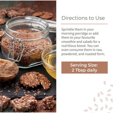 Ecotyl: Flax Seeds - Set of 2 | Unroasted | For Heart and Hair Health | 2 x 200g