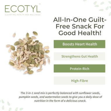 Ecotyl: Seed Mix | Sunflower, Pumpkin, and Watermelon Seeds | Unroasted | 200g
