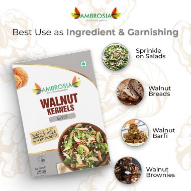 Ambrosia: Ambrosia Walnut Kernels Kashmiri Light Brown Halves 250g