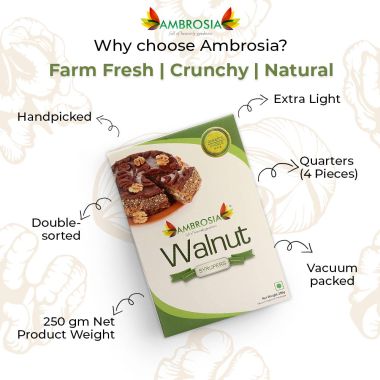 Ambrosia: Walnut Kernels Kashmiri Extra Light Quarter 250g