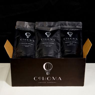 Cohoma Coffee: Variety Sampler Box (Original & Natural Flavoured) - Roasted Coffee (with PureBrew Filter Inside)