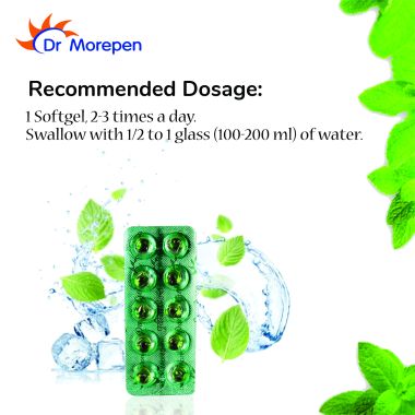 Dr. Morepen: Pudina Gels for Acidity, Indigestion & Gas Relief, Pack of 10 Strips - 10 Digestive Softgels Each
