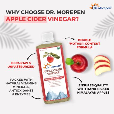 Dr. Morepen: Apple Cider Vinegar With 2x Mother for Weight Management, Immunity, Skin & Hair, Raw, Unfiltered & Unpasteurized - 500ml