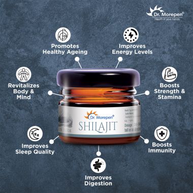Dr. Morepen: Natural & Pure Shilajit Resin, Ayurvedic Energy Booster & Stamina Enhancer - 15gm Pack of 2