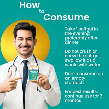 Dr. Morepen: Omega 3 Deep Sea Fish Oil for Healthy Heart, Brain & Joints, 500mg with 300mg DHA & EPA - 60 Softgels Pack of 2