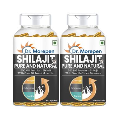 Dr. Morepen: Shilajit Capsules for Strength, Stamina, Vigour & Vitality - 60 Capsules Pack of 2