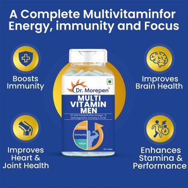 Dr. Morepen: multivitamins for men with omega 3 and herbs 60 veg tablets pack of 2