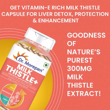 Dr. Morepen: Milk Thistle+ for Liver Detox, Protection & Enhancement - 60 Veg Capsules Pack of 2