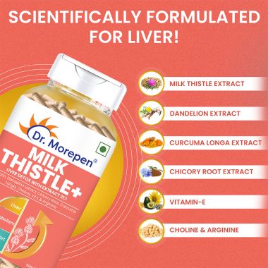 Dr. Morepen: Milk Thistle+ for Liver Detox, Protection & Enhancement - 60 Veg Capsules Pack of 2