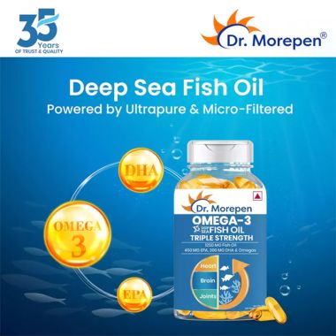 Dr. Morepen: Multivitamins for Women with Calcium & Herbal Extracts for Energy & Immunity Boost - 60 Veg Tablets and Omega 3 Deep Sea Fish Oil Triple Strength for Healthy Heart, Brain & Joints, 1250mg with 900mg DHA & EPA - 60 Softgels