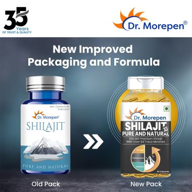 Dr. Morepen: Shilajit Capsules for Strength, Stamina, Vigour & Vitality - 60 Capsules Pack of 3