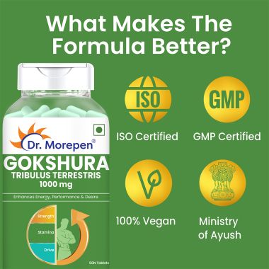 Dr. Morepen: Gokshura Tablets for Men - 60 Veg Tablets Pack of 2
