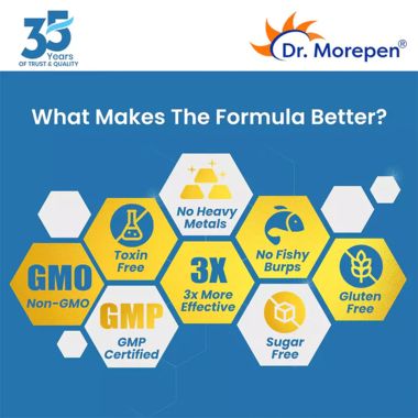 Dr. Morepen: COD Liver Oil Softgels with Natural Omega 3, Vitamin A & D and Omega 3 Deep Sea Fish Oil Triple Strength - 160 Softgels