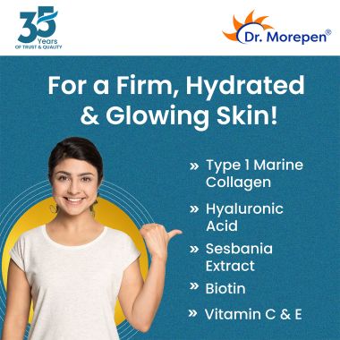 Dr. Morepen: Biotin+ Advanced tablets & Dr. Morepen Marine Collagen Protein Powder, Chocolate flavour-250 gm