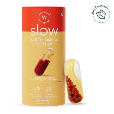 Wellbeing Nutrition: Slow Multi + Omega for Her Multivitamin capsule for Women - 60 Capsules
