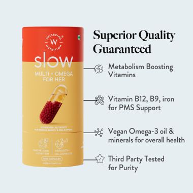 Wellbeing Nutrition: Slow Multi + Omega for Her Multivitamin capsule for Women - 60 Capsules