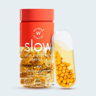 Wellbeing Nutrition: Slow Triple Strength Omega-3 Fish Oil Capsules with Curcumin for Men & Women 1240mg - 60 Capsules