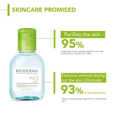 Bioderma: Sébium H2O Purifying Micellar Cleansing Water and Makeup Removing Solution for Combination to Oily Skin 100 ml