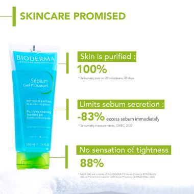Bioderma: Sebium Gel Moussant Purifying Cleansing Foaming Gel Combination To Oily Skin, 100ml