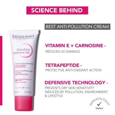 Bioderma: Sensibio Defensive Rich Active Soothing Cream Hydration/Moisturisation 12h Nutrition, 40ml