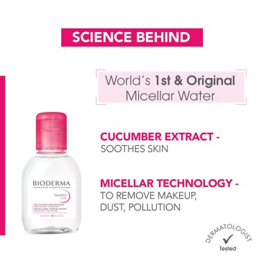 Bioderma: Sensibio H2O Daily Soothing Cleanser, Make up Pollution & Impurities Remover Face Eyes Sensitive skin, 100ml