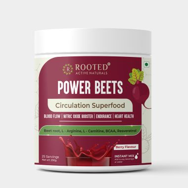 Rooted Active Naturals: Power Beets ( 250 g) - Organic Beet root powder with L arginine, L Carnitine, BCAA, Reservatrol & Stevia | Heart, Endurance, Nitric oxide booster |